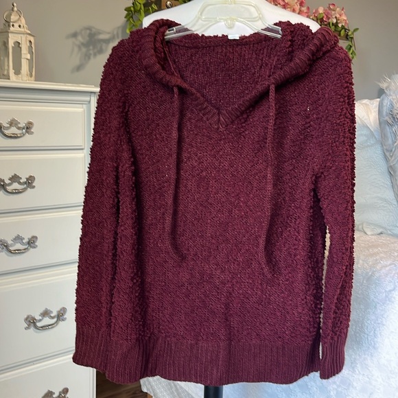 Chunky Oversized Popcorn Sweater Wine Hoodie - Picture 2 of 13
